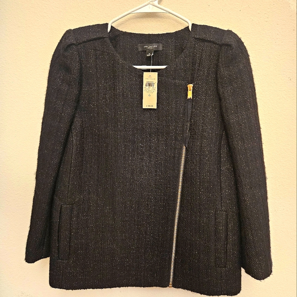Ann TAYOR SIZE 6 SUIT Jacket Black And Gold